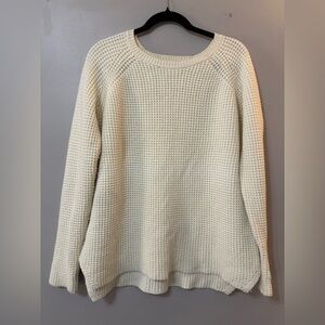 Marine Layer Cream Waffle-Knit Crewneck Sweater